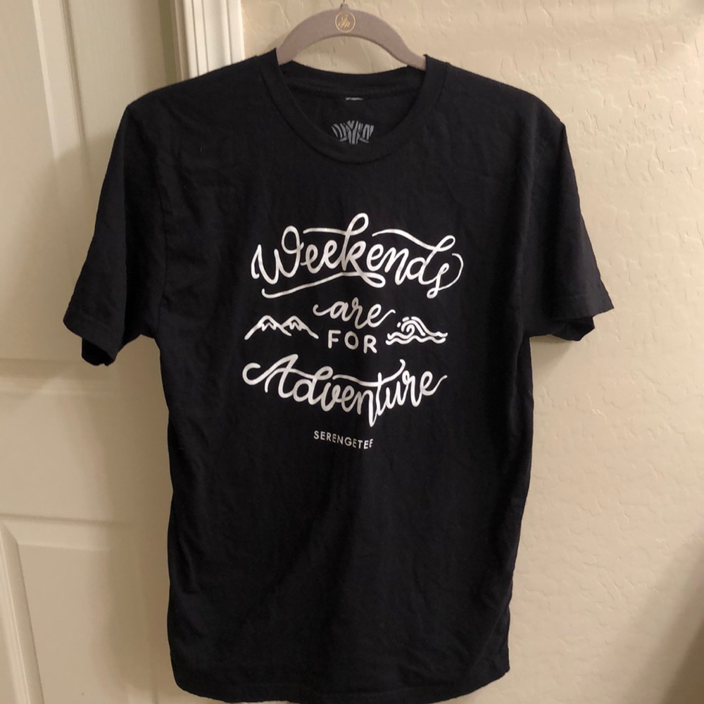 Black “Weekends are for adventure” T-shirt